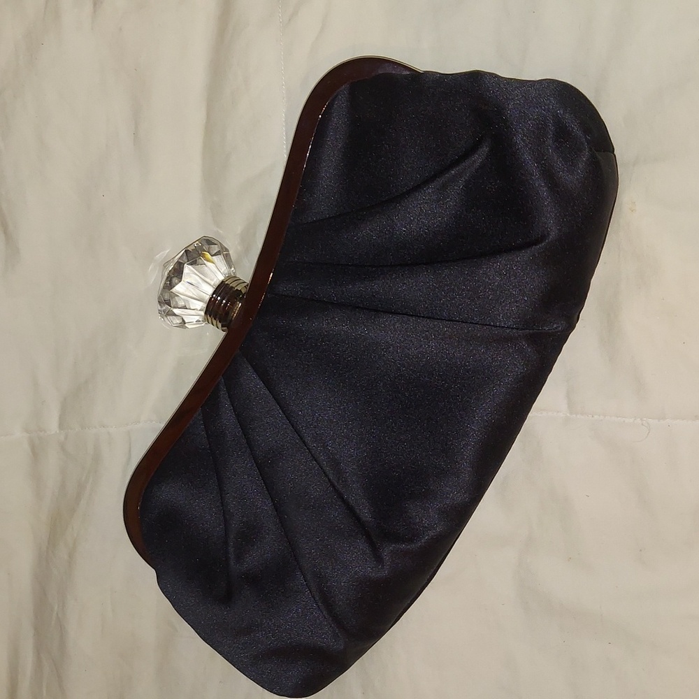 Kate Landry Elegant black clutch with crystal like clasp